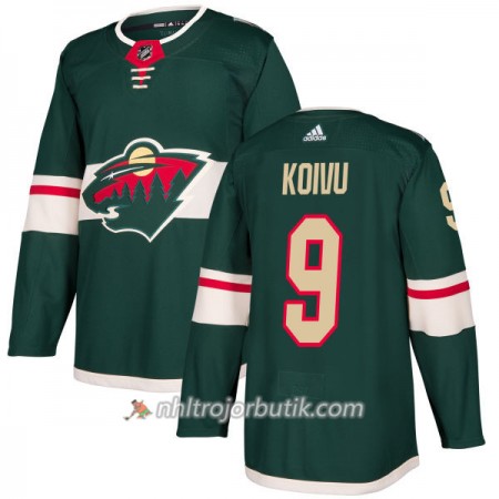Män Ishockey Minnesota Wild Tröja Mikko Koivu 9 Adidas 2017-2018 Grön Authentic